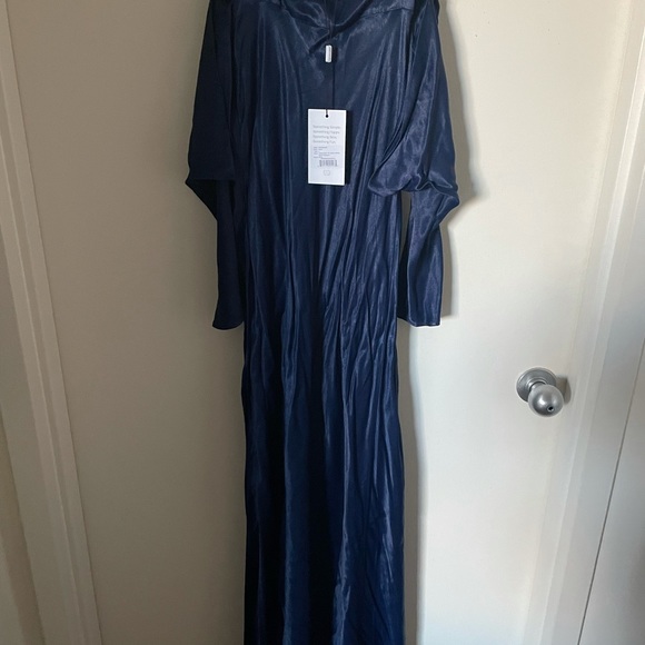 SomethingNavy Shoulder Tie Silky Maxi Dress with Sleeves - Picture 6 of 7